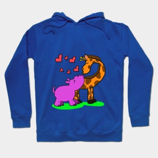 giraffe and hippo love each other! Hoodie